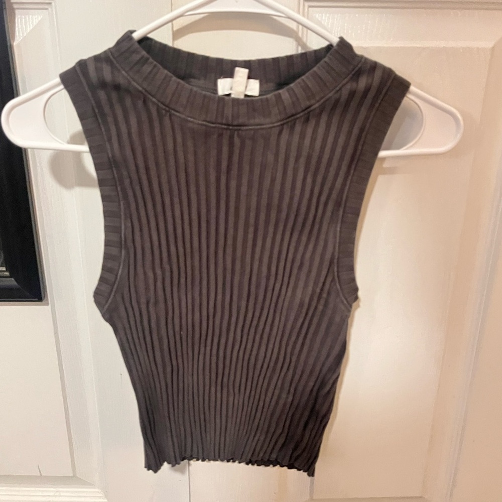 Aerie Gray Ribbed Tank Top